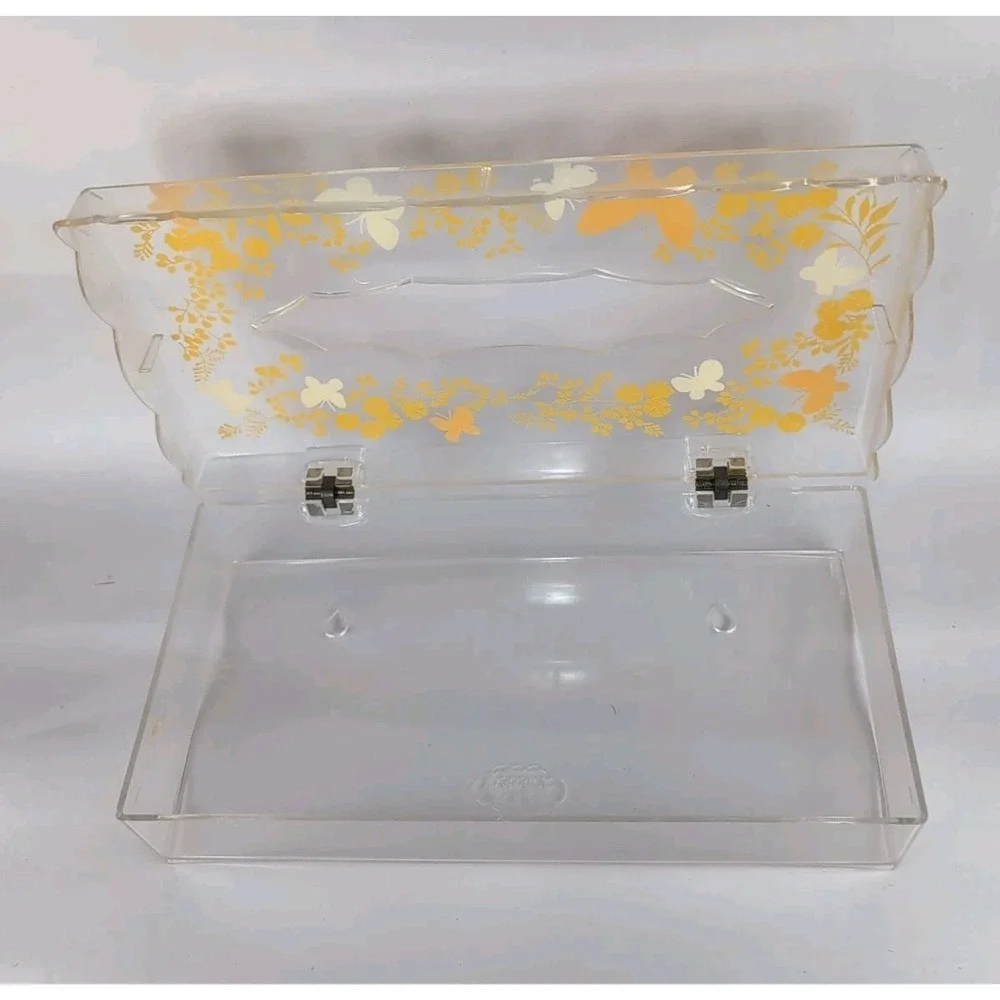 Wolff Acrylic Tissue Box Holder Mount Yellow/Cream Butterflies 10